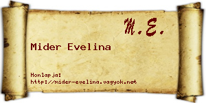 Mider Evelina névjegykártya